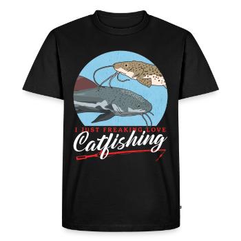 Pêcheurs à la ligne Pêche au poisson-chat Poisson Cadeau de pêche - T-shirt Premium bio Homme - noir - Devant - Nico (187cm)