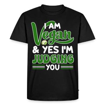 Véganisme végétalien - T-shirt Premium bio Homme - noir - Devant - Nico (187cm)