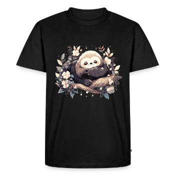 Paresse, Paresse, Paresse, Drôle de paresseux, Paresseux - T-shirt Premium bio Homme - noir - Devant - Nico (187cm)