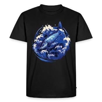 Poisson Poisson Brochet Carpe Pêcheur Poisson Pêche - T-shirt Premium bio Homme - noir - Devant - Nico (187cm)