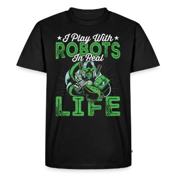 Robotics lover, I'm playing with - Men's Premium Organic T-Shirt - black - Front - Nico (187cm)