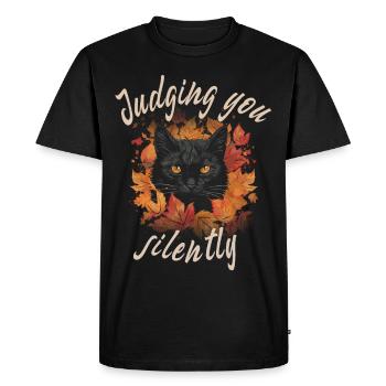 Funny black cat is judging you silently - Men's Premium Organic T-Shirt - black - Front - Nico (187cm)