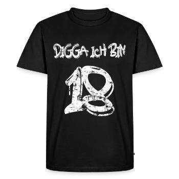 Digga ich bin 18 - Männer Premium Bio T-Shirt - Schwarz - Vorne - Nico (187cm)