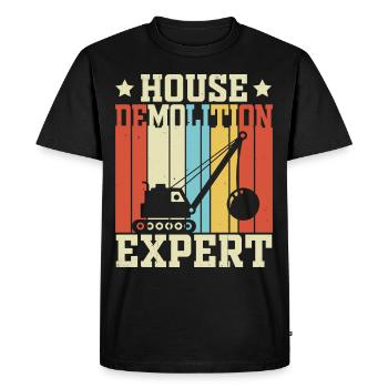 Funny Wrecking Ball Crane - Men's Premium Organic T-Shirt - black - Front - Nico (187cm)