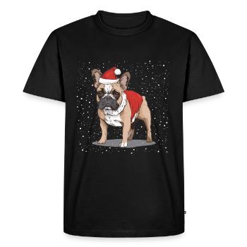 Noël bouledogue français - T-shirt Premium bio Homme - noir - Devant - Nico (187cm)