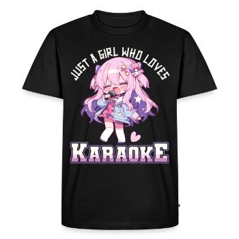 Juste une fille qui aime le karaoké - T-shirt Premium bio Homme - noir - Devant - Nico (187cm)