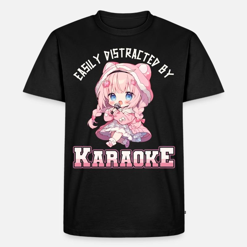 Easily distracted by Karaoke - Männer Premium Bio T-Shirt - Schwarz