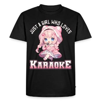 Juste une fille qui aime le karaoké - T-shirt Premium bio Homme - noir - Devant - Nico (187cm)