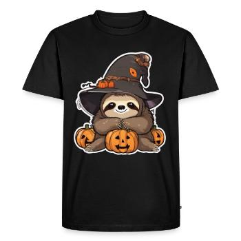 Paresseux Halloween Paresseux Paresseux Citrouille paresseuse - T-shirt Premium bio Homme - noir - Devant - Nico (187cm)