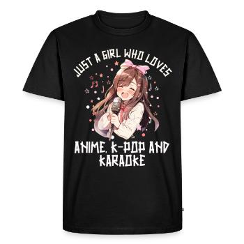 Juste une fille qui aime l’anime K-Pop et le karaoké - T-shirt Premium bio Homme - noir - Devant - Nico (187cm)