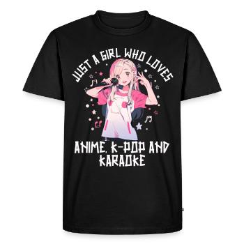 Juste une fille qui aime l’anime K-Pop et le karaoké - T-shirt Premium bio Homme - noir - Devant - Nico (187cm)