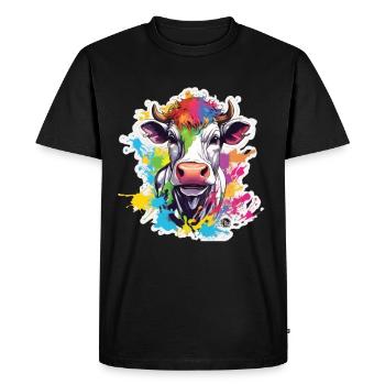 Vache Vache Crâne Vaches Agriculture Tête de vache - T-shirt Premium bio Homme - noir - Devant - Nico (187cm)