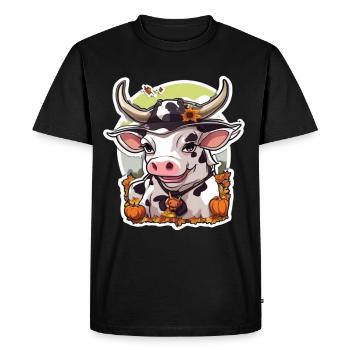 Vache Halloween Vache laitière Vaches Crâne de vache - T-shirt Premium bio Homme - noir - Devant - Nico (187cm)