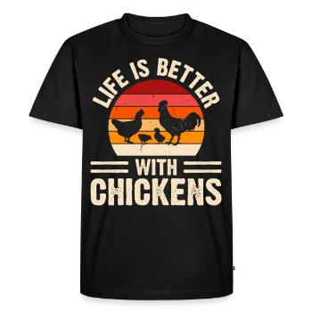 Poulets Poulet - T-shirt Premium bio Homme - noir - Devant - Nico (187cm)
