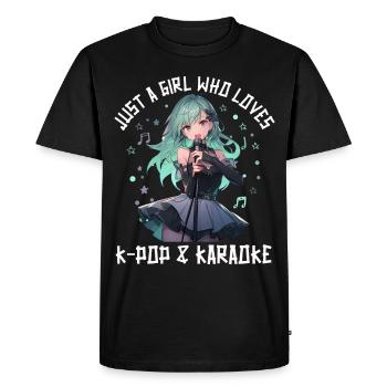 Juste une fille qui aime l’anime K-Pop et le karaoké - T-shirt Premium bio Homme - noir - Devant - Nico (187cm)