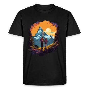 Zermatt, Matterhorn, Cervin montagne, randonneur - T-shirt Premium bio Homme - noir - Devant - Nico (187cm)