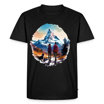 Zermatt, Matterhorn, Cervin montagne, randonneur - T-shirt Premium bio Homme - noir - Devant - Nico (187cm)