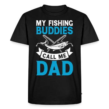 Angeln Papa Vater Sohn Tochter - Männer Premium Bio T-Shirt - Schwarz - Vorne - Nico (187cm)