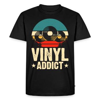 Accro au vinyle - T-shirt Premium bio Homme - noir - Devant - Nico (187cm)