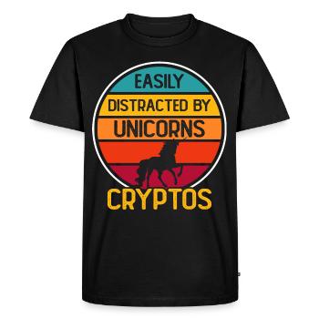 Crypto Crypto-monnaie Licorne - T-shirt Premium bio Homme - noir - Devant - Nico (187cm)
