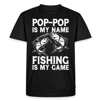 Pêche Papa Père Fils Fille - T-shirt Premium bio Homme - noir - Devant - Nico (187cm)
