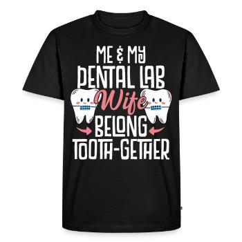 Funny husband from the dental lab - Men's Premium Organic T-Shirt - black - Front - Nico (187cm)
