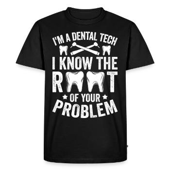 Funny technician for dental lab - Men's Premium Organic T-Shirt - black - Front - Nico (187cm)