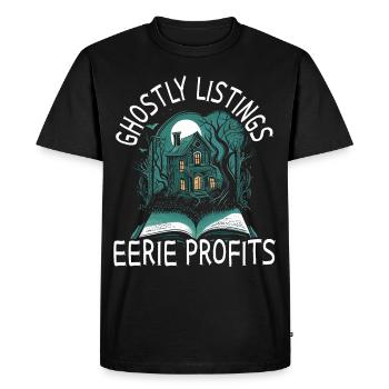 Spooky listings, scary profits, real estate - Men's Premium Organic T-Shirt - black - Front - Nico (187cm)