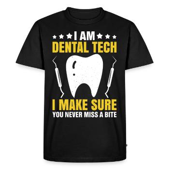Funny technician for dental lab - Men's Premium Organic T-Shirt - black - Front - Nico (187cm)