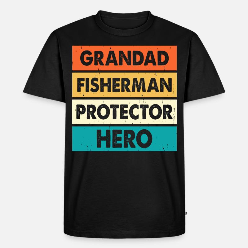 Opa Angler Beschützer Held - Männer Premium Bio T-Shirt - Schwarz