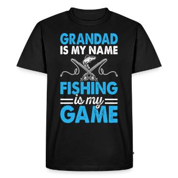 Grand-père Pêche Pêcheurs à la ligne - T-shirt Premium bio Homme - noir - Devant - Nico (187cm)