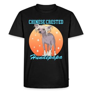 Papa chien à crête chinois | Cadeau de chien à crête - T-shirt Premium bio Homme - noir - Devant - Nico (187cm)