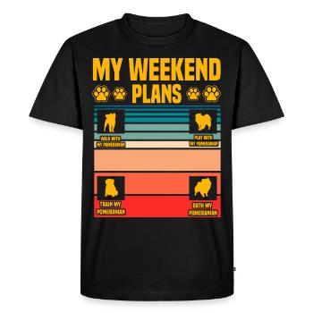 My Weekend Plans Pomeranian Zwergspitz - Men's Premium Organic T-Shirt - black - Front - Nico (187cm)