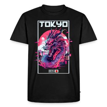 Tokyo Asie 80s Dragon Dragon Rétro Japonais - T-shirt Premium bio Homme - noir - Devant - Nico (187cm)