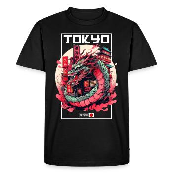 Tokyo Asie 80s Dragon Dragon Rétro Japonais - T-shirt Premium bio Homme - noir - Devant - Nico (187cm)
