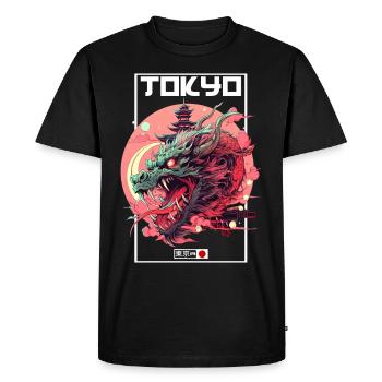 Tokyo Asie 80s Dragon Dragon Rétro Japonais - T-shirt Premium bio Homme - noir - Devant - Nico (187cm)