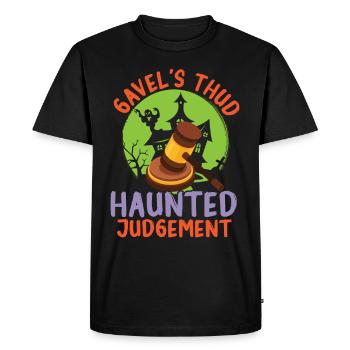 Gavel's Thud Haunted Judgement Lawyer Halloween - Men's Premium Organic T-Shirt - black - Front - Nico (187cm)