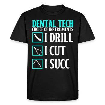 Funny technician for dental lab - Men's Premium Organic T-Shirt - black - Front - Nico (187cm)