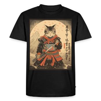 Épée de samouraï Ninja Cat | Meow Warrior - T-shirt Premium bio Homme - noir - Devant - Nico (187cm)