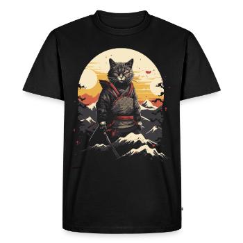 Jeu d’épée japonais Samurai Kitty - T-shirt Premium bio Homme - noir - Devant - Nico (187cm)