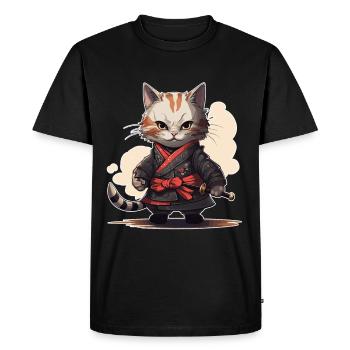 Jeu d’épée japonais Samurai Kitty - T-shirt Premium bio Homme - noir - Devant - Nico (187cm)
