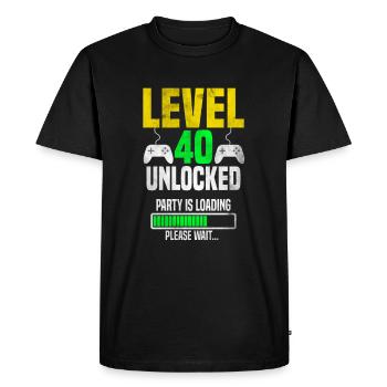 Level 40 unlocked – Party is loading - Men's Premium Organic T-Shirt - black - Front - Nico (187cm)