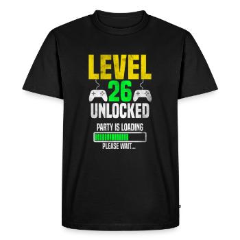 Level 26 unlocked – Party is loading - Men's Premium Organic T-Shirt - black - Front - Nico (187cm)