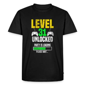 Niveau 31 déverrouillé – La fête est en cours de chargement - T-shirt Premium bio Homme - noir - Devant - Nico (187cm)