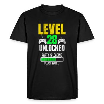 Level 28 unlocked – Party is loading - Men's Premium Organic T-Shirt - black - Front - Nico (187cm)