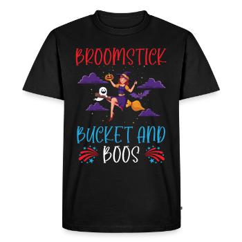 Broomstick Bucket and Boos Caretaker Halloween - Men's Premium Organic T-Shirt - black - Front - Nico (187cm)