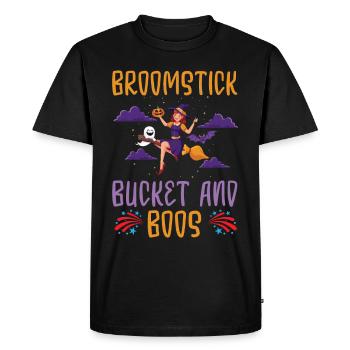 Broomstick Bucket and Boos Caretaker Halloween - Men's Premium Organic T-Shirt - black - Front - Nico (187cm)