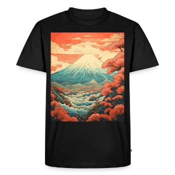 Mount Fuji Japanese Landscape Art Print - Men's Premium Organic T-Shirt - black - Front - Nico (187cm)