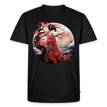 Geisha japonaise Art Print Kimono traditionnel - T-shirt Premium bio Homme - noir - Devant - Nico (187cm)