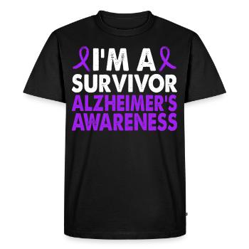 Survivor Alzheimer's Awareness Month Support - Men's Premium Organic T-Shirt - black - Front - Nico (187cm)